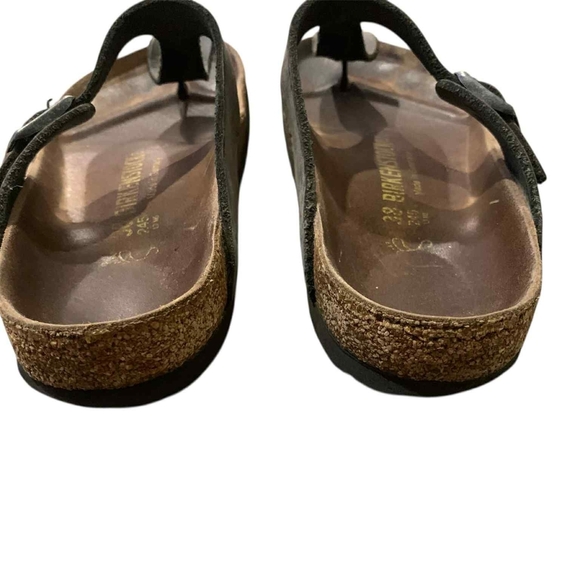 ​BIRKENSTOCK Gizeh Thong Sandals Women's EU 38 US 7/7.5 Black Oiled Leather Cork - Picture 7 of 8